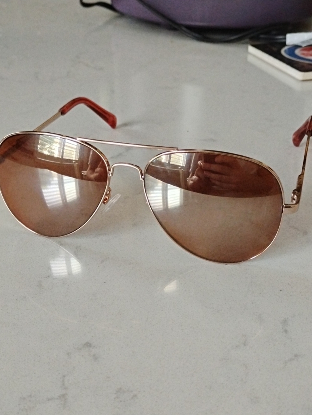 Aviator Gold Metal  Sunglasses - Brown Lenses